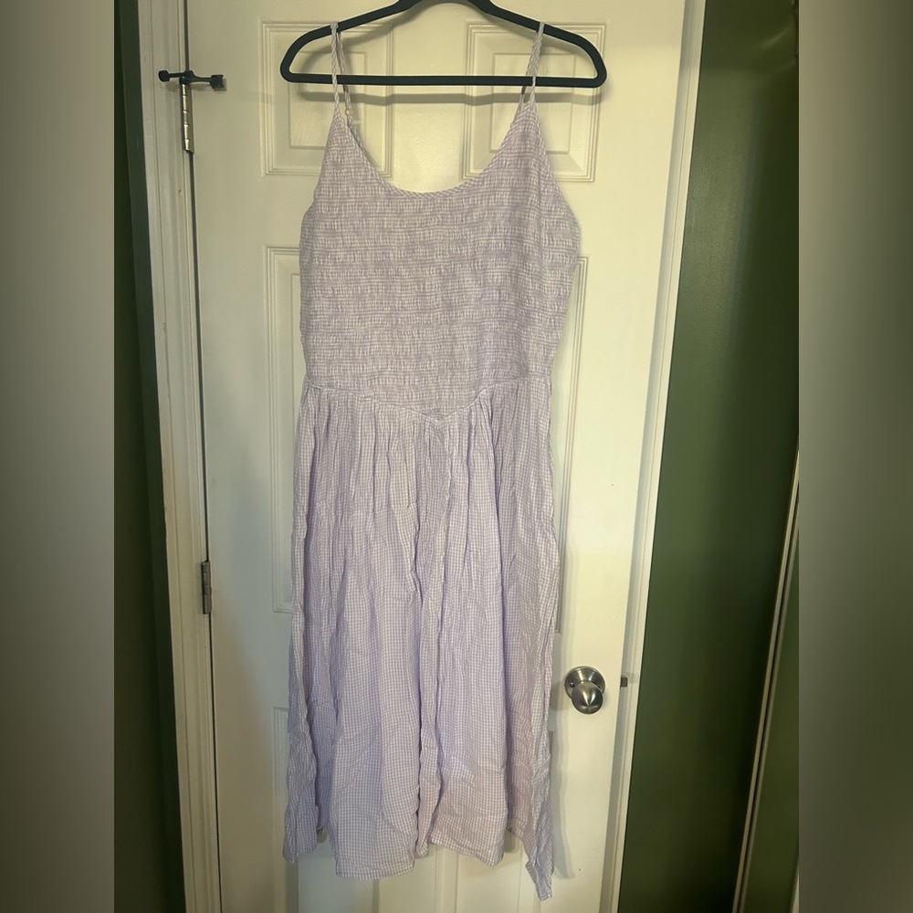 AERIE Lavender Gingham Maxi Dress
